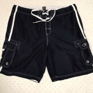 OP Navy/White Men's M Swim Shorts. Drawstring. Liner. Lots of Pockets, Not Cheap